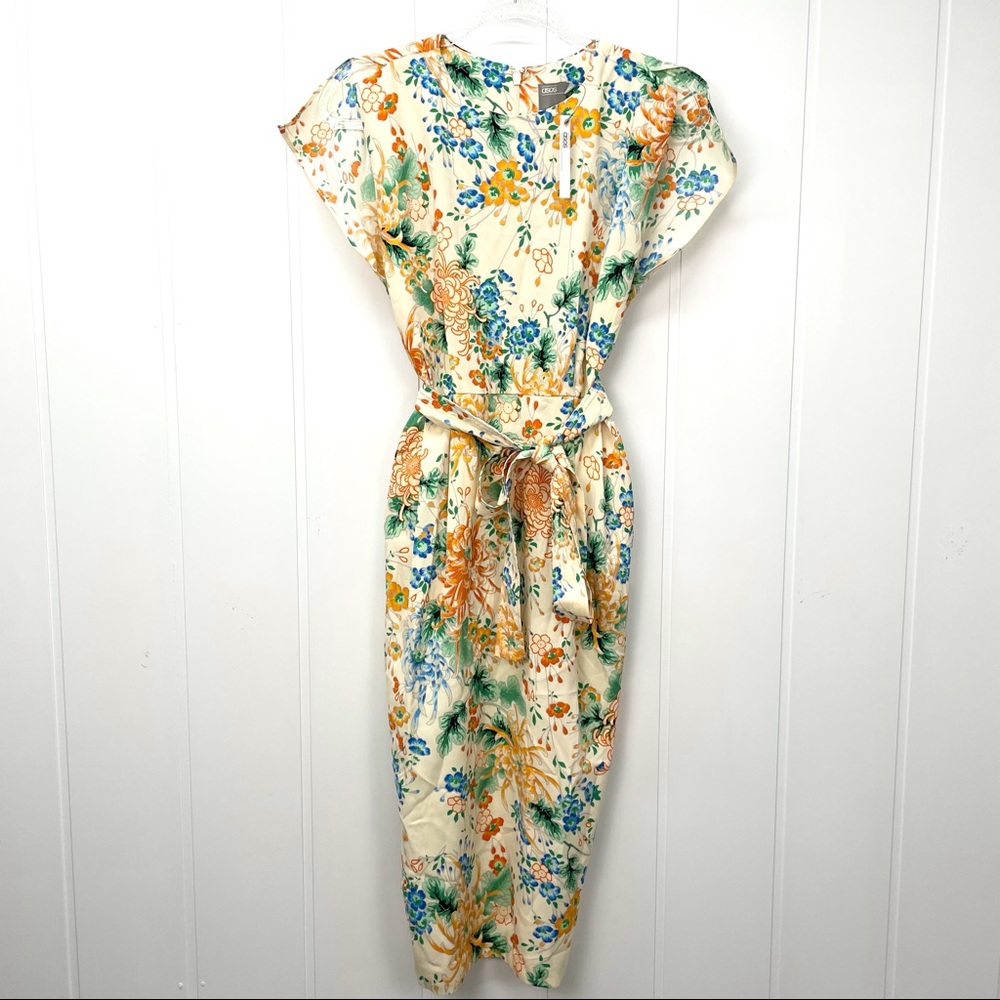 ASOS Dress Floral Midi Size 4 Tie Belt